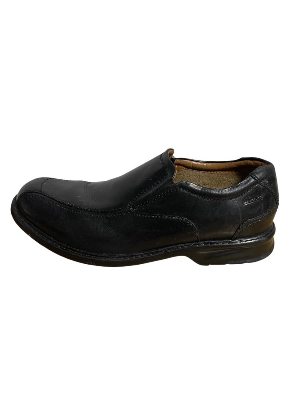 Clarks Mens Escalade Step Loafer Size 10.5 M Black Leather READ DESCRIPTION